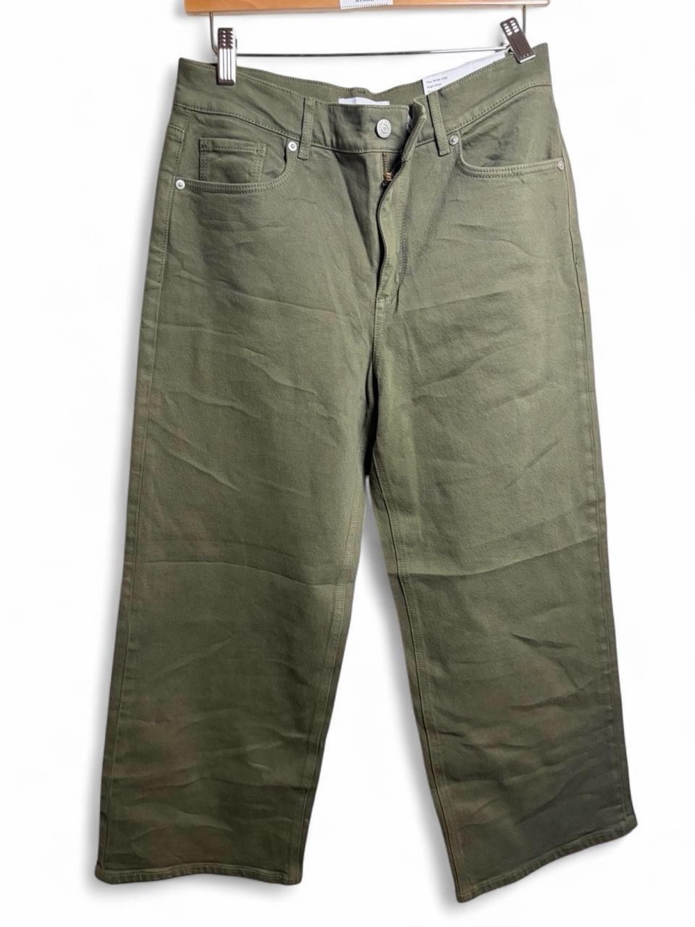 NWT Loft The Wide Leg High Rise Green Denim Pants Size 27